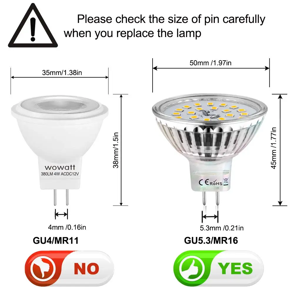 YOOMAO LED Light Bulb MR16 6W GU5.3 Replacement 40W Halogen Lamp AC/DC12V 480lm 120 Degree Beam Angle Spot 6PACK 